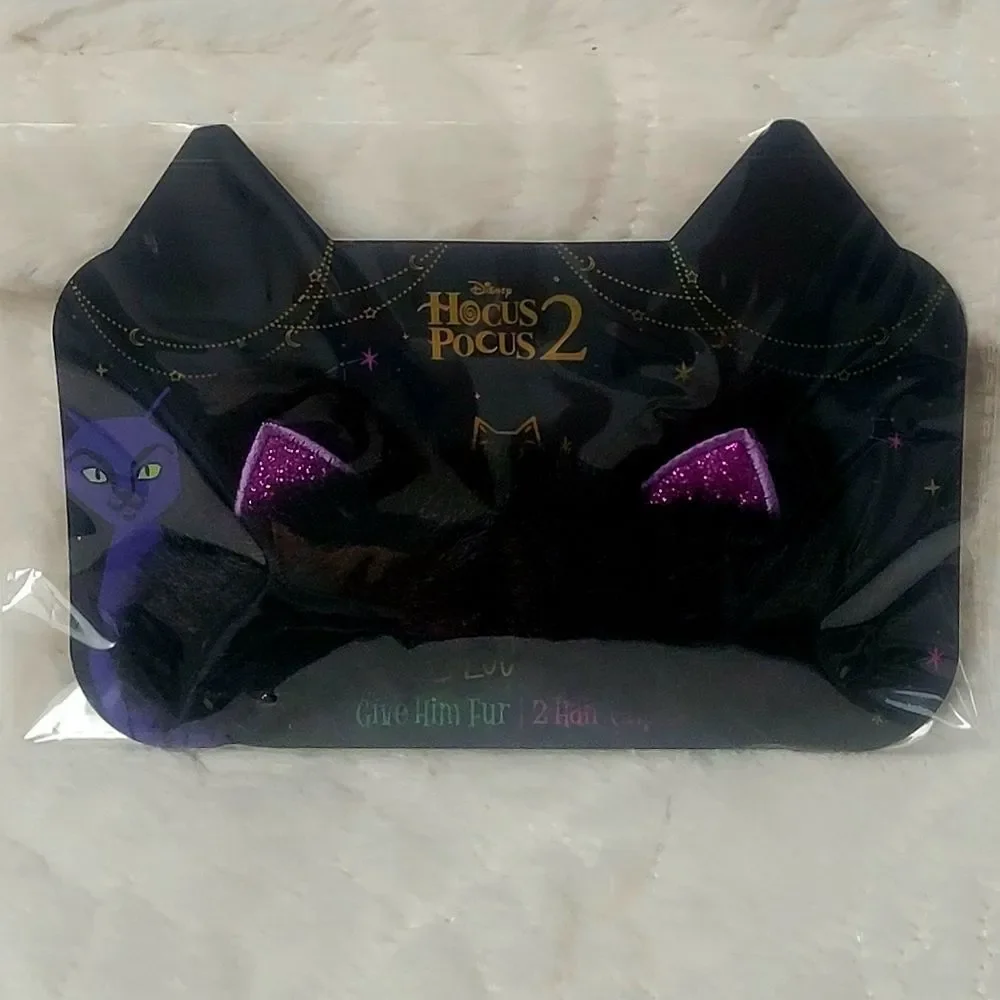 Colourpop Disney Cat Ear Hair Clips Hocus Pocus 2 Black Faux Fur Purple New OOS